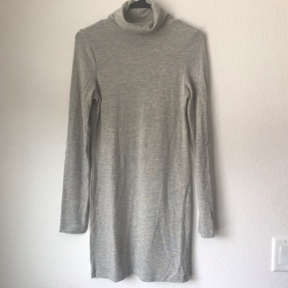 Grey One Step Up Turtle Neck Long Sleeve Dress